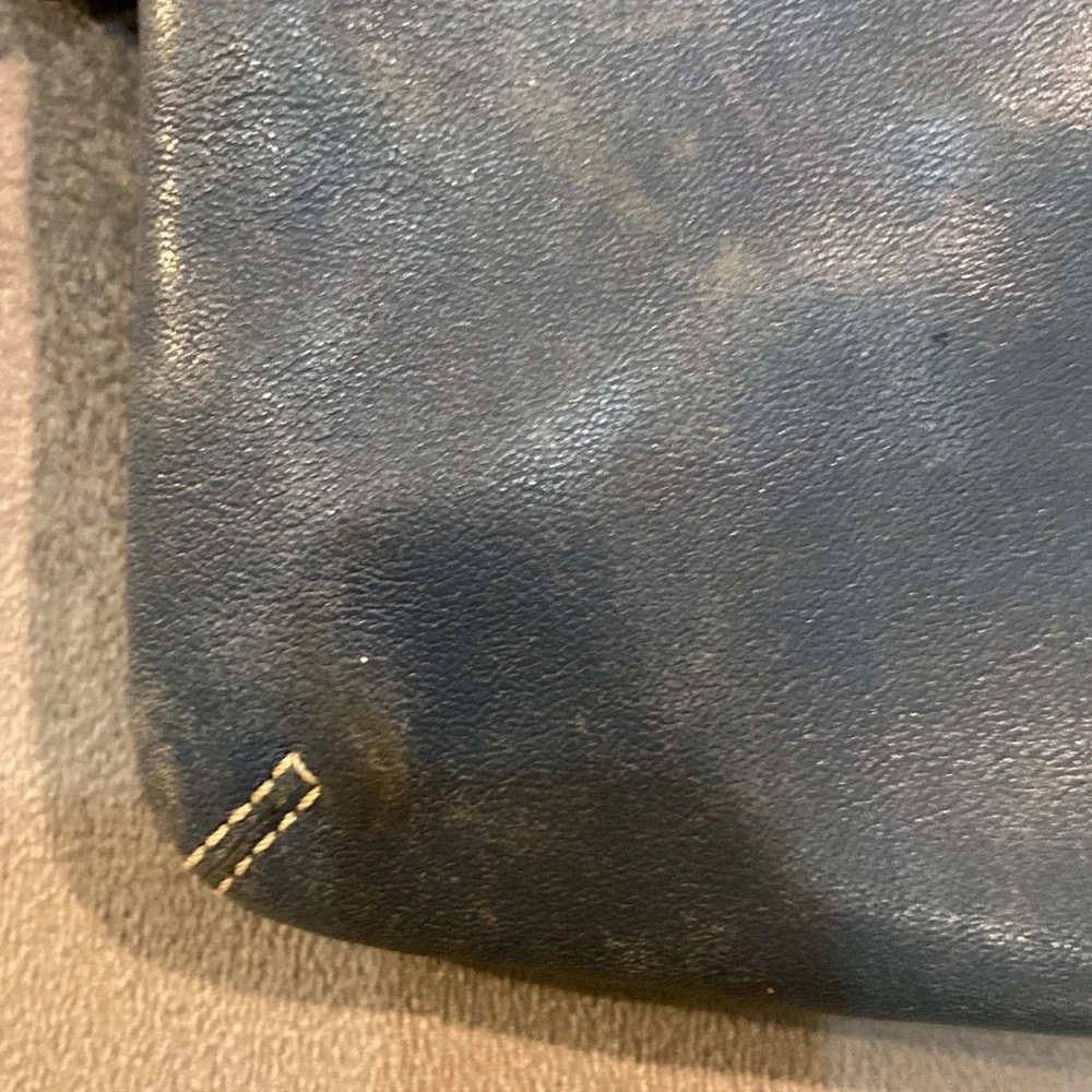 Coach small leather wristlet in denim blue